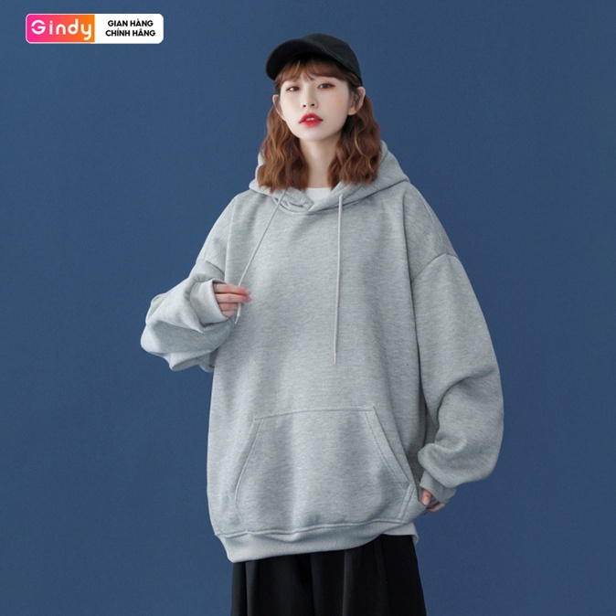 Áo hoodie trơn nam nữ GINDY dài tay có mũ basic form rộng unisex chất nỉ bông thời trang thu đông A11104 | BigBuy360 - bigbuy360.vn