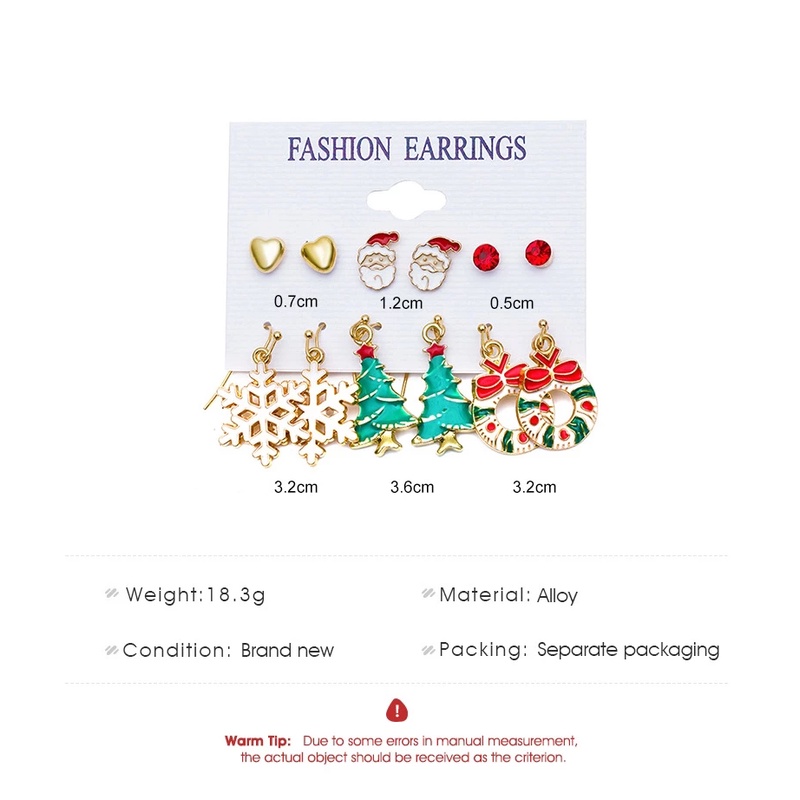 Set 6 Đôi Khuyên Tai Thời Trang Giáng Sinh