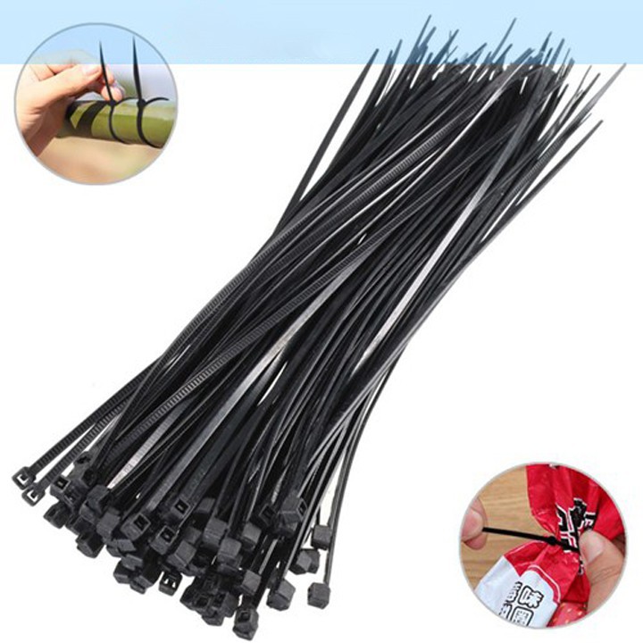 Bộ 100 chiếc dây rút thít cáp lạt kéo buộc nhựa PVC 10cm và 20cm siêu chắc