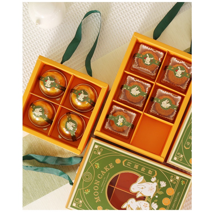 Nhãn dán hộp bánh trung thu hộp trang trí dễ thương bao bì đóng gói niêm phong 1 tấm 6 cái