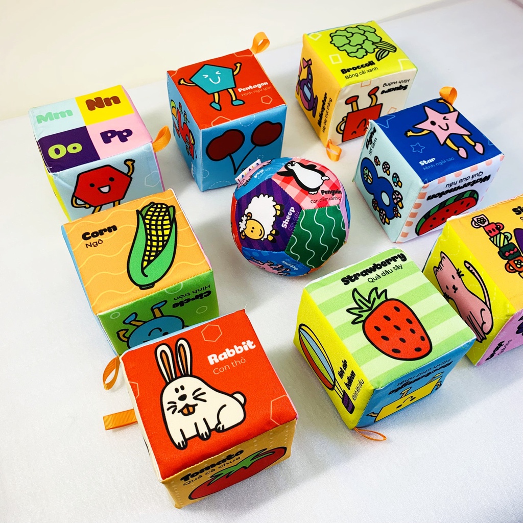 Bộ Đồ Chơi Hình khối Xúc Xắc Tặng Kèm Bóng Vải Lalala Baby - Travel Block