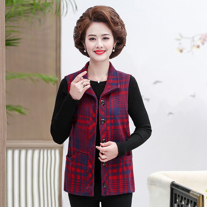 Mẫu áo vest nữ kẻ sọc ca rô cho phụ trung niên và cao tuổi 40-50-60 mới của mẹ | BigBuy360 - bigbuy360.vn