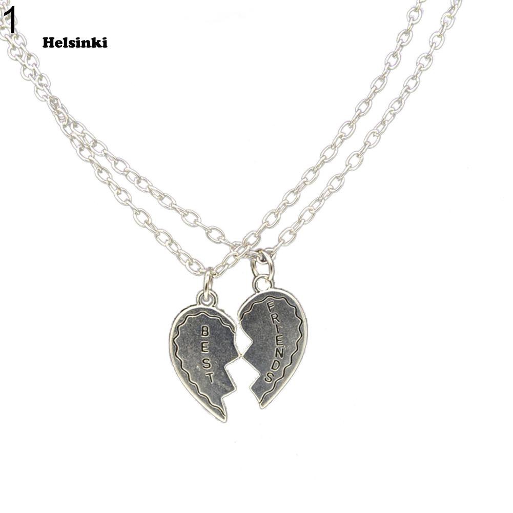 Set 2 dây chuyền tình bạn mặt hình trái tim ghép đôi khắc chữ