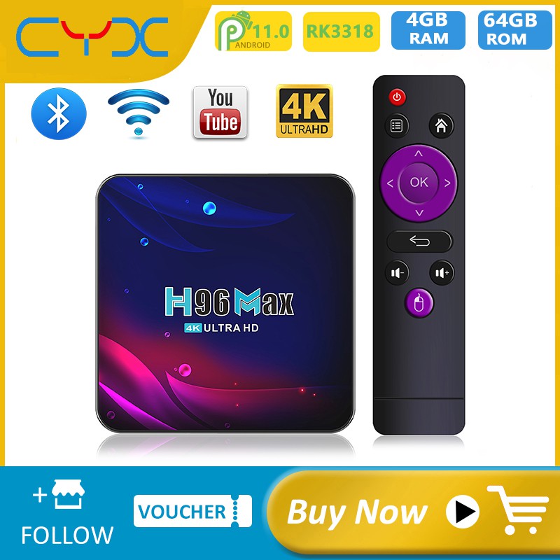 Đầu Tv Box H96 Max V11 Android 11.0 Rk3318 4g 64g Bluetooth 4.0 4k 2.4g 5g Và Phụ Kiện Cao Cấp