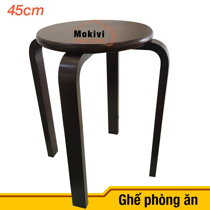 Ghế gỗ mặt tròn chân dẹp (NÂU)