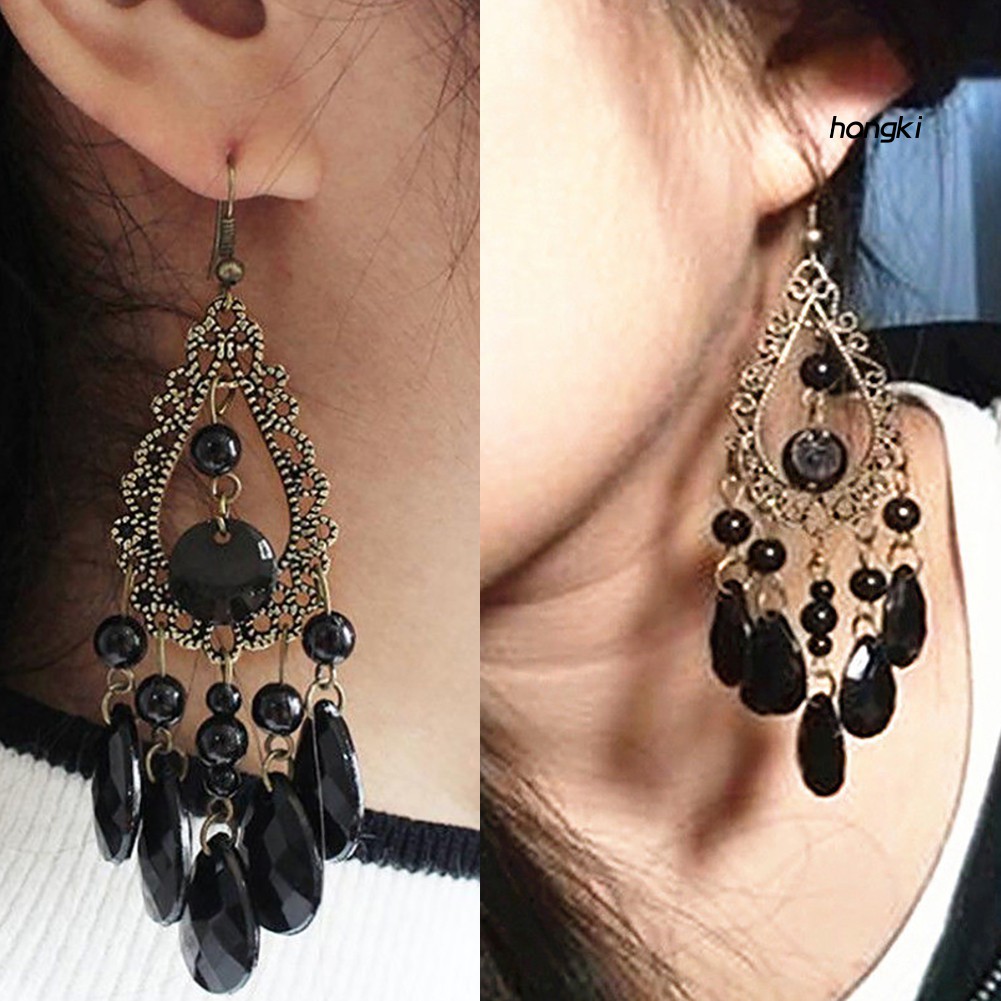 Bông tai dáng dài hình giọt nước phong cách boho thời trang cho nữ