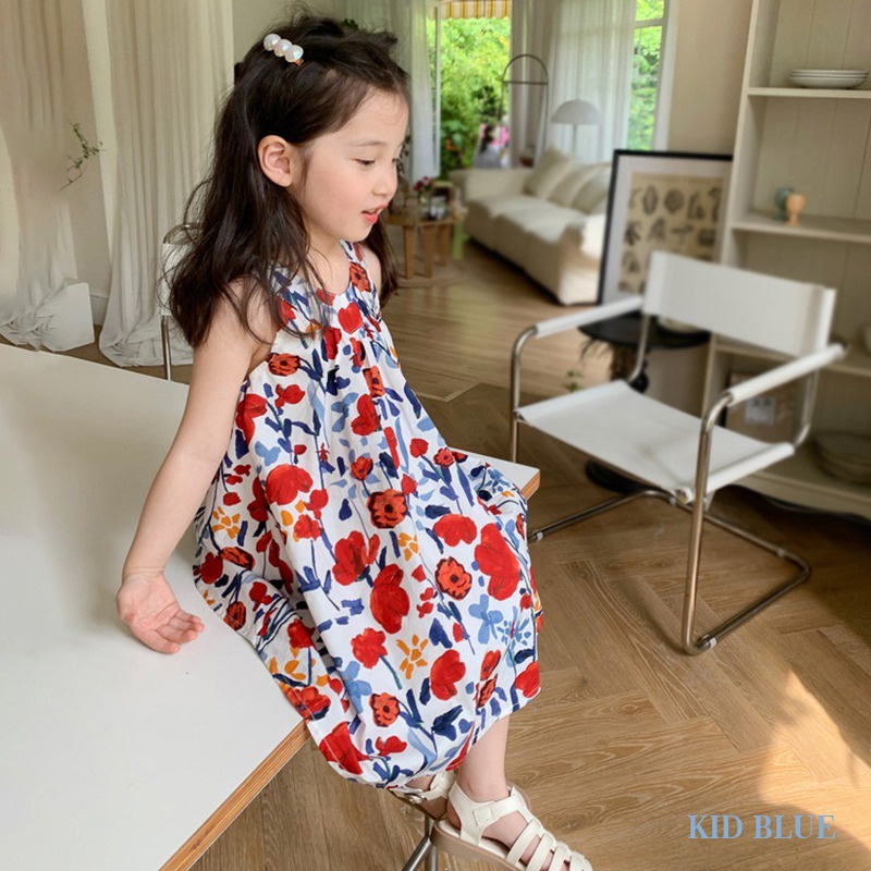Đầm Không Tay In Hoa Thời Trang Mùa Hè Hàn Quốc Cho Bé Gái