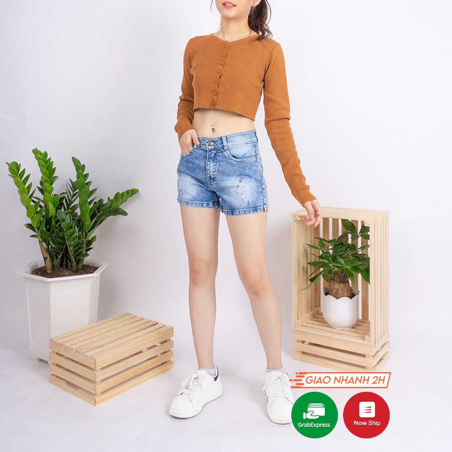 [Mã FAMALLT5 giảm 15% đơn 150K] Quần short jean nữ Ulzzang GENZ màu trơn ống suông co giãn ZWJ008 | WebRaoVat - webraovat.net.vn