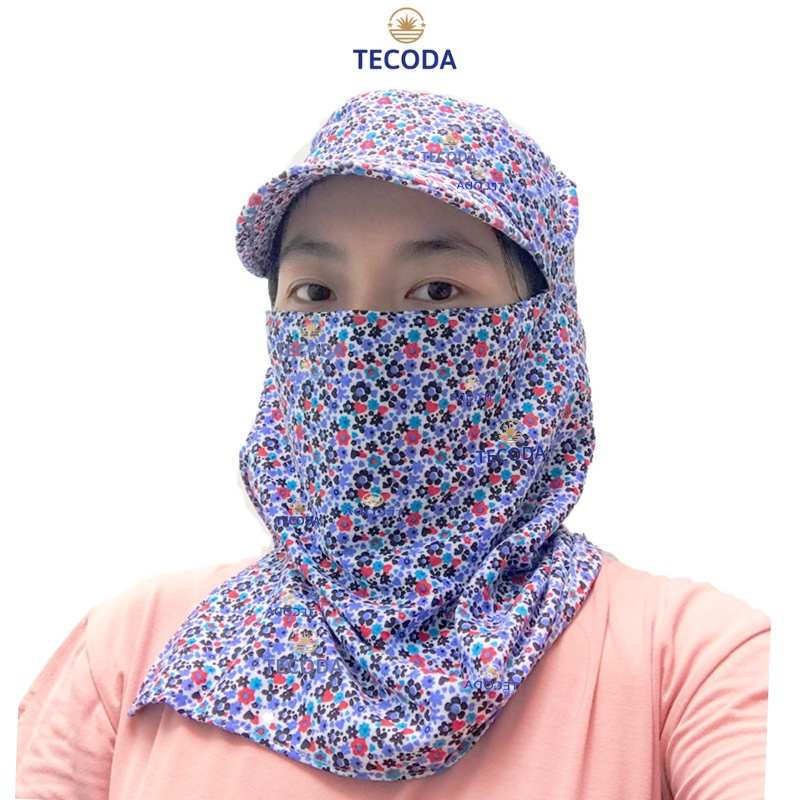 Mũ nón chống nắng trùm đầu có khẩu trang 2 lớp cotton thoáng mát và thấm mồ hôi