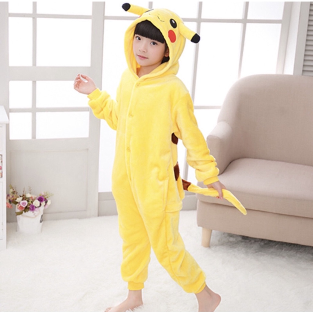 (Hàng Sẵn, Loại Đẹp) Bộ Đồ Thú Pikachu Cho Bé, Bộ Đồ Liền Thân Pikachu Trẻ Em