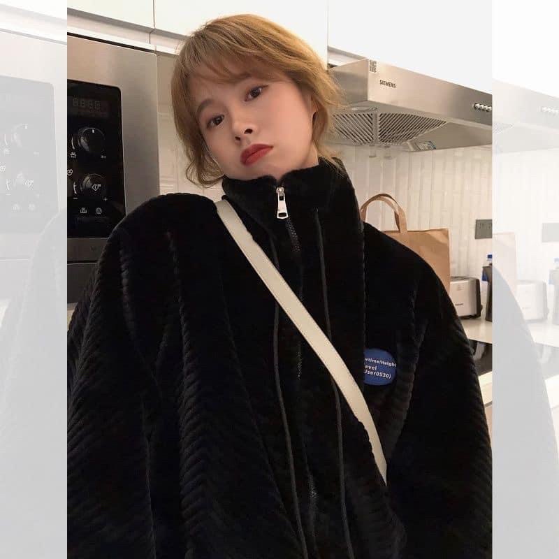 Áo khoác lông nhung trần bông