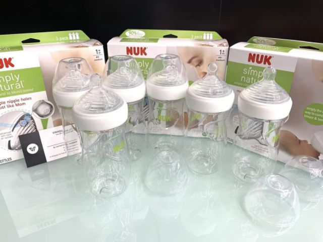 [Mã 256FMCGSALE giảm 8% đơn 500K] Bình sữa NUK simply natural 150ml/270ml (được chọn núm)