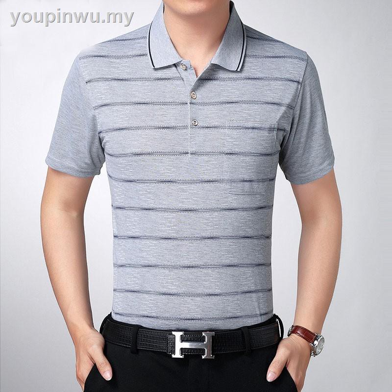 áo polo Vải Cotton Dáng Rộng Thời Trang Mùa Hè Cho Nam Từ 40-50 Tuổi