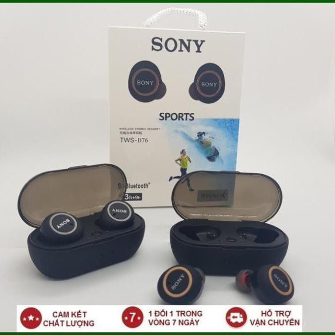 [FREESHIP CHÍNH HÃNG] Tai nghe Bluetooth Đen Sony sport TWS-D76 Rất ấm Bass-treble rõ ràng - Bảo Hành 6 tháng qa