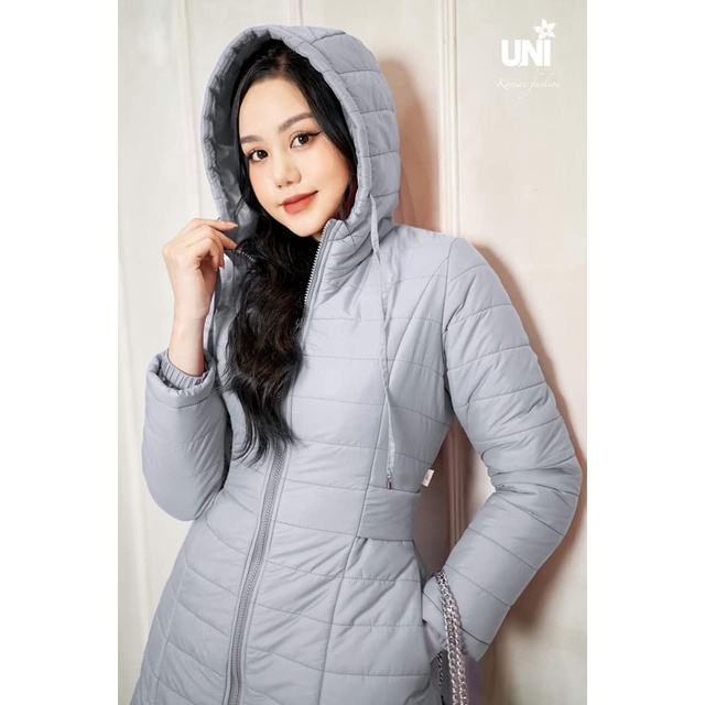 Áo Phao Nữ Dáng Dài UNIVTH Trần Bông Chiết Eo Tôn Dáng 1ap203 Uni Korean Fashion