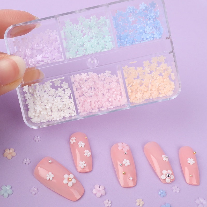 Hộp 6 Ngăn Hình Hoa 3D Dán Móng Tay Nghệ Thuật