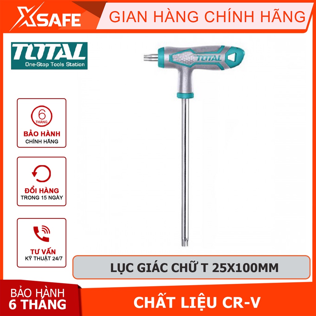 Tay vặn chữ T đầu bông TOTAL THHW15T251001 Lục giác chữ T đầu bông Kích thước T25X100mm Thép Cr-V mạ Crom tháo lắp