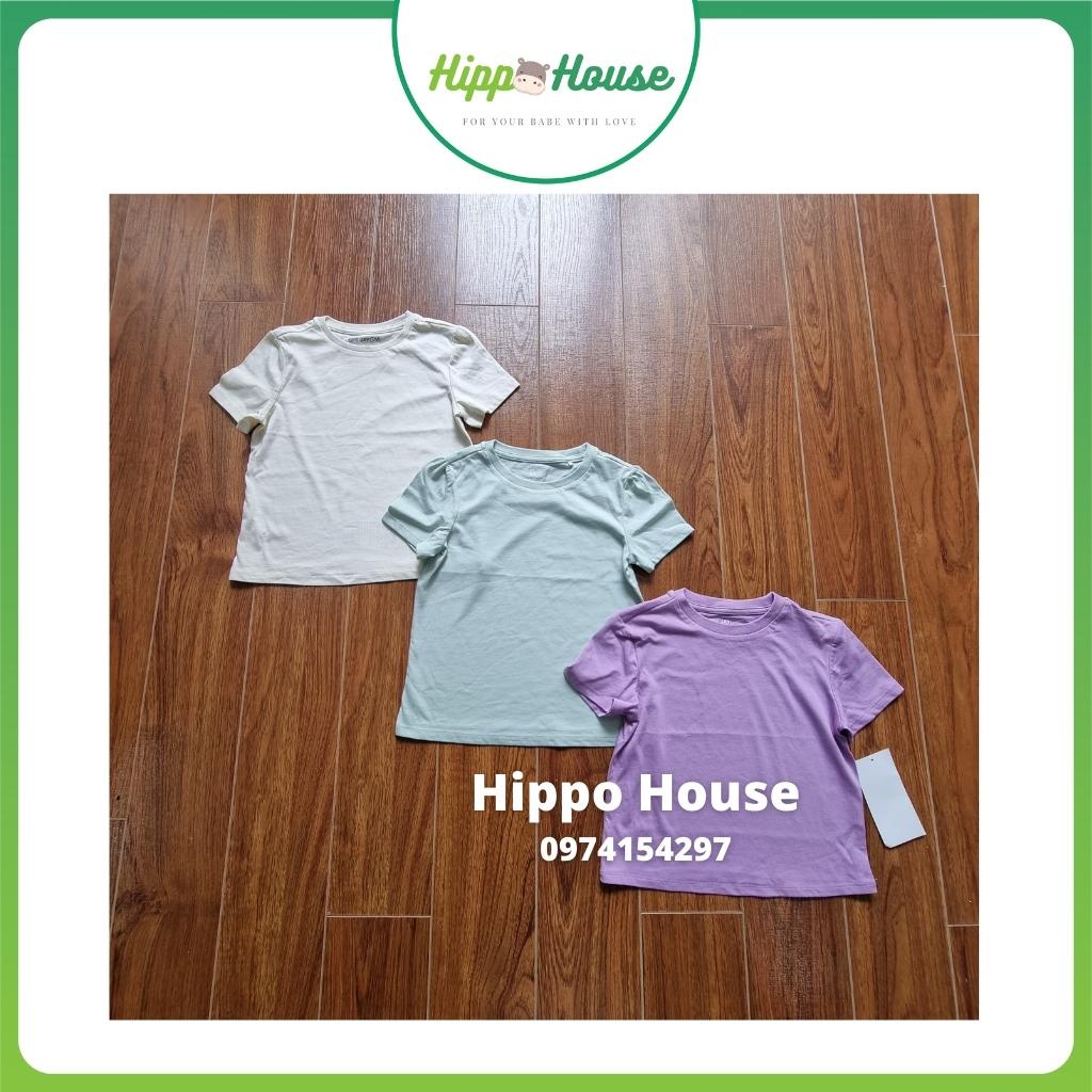 Áo Thun Cộc Tay Bé Gái Trơn Màu Pastel Cotton Mềm Mịn Size 3 đến 8 tuổi Hippo House