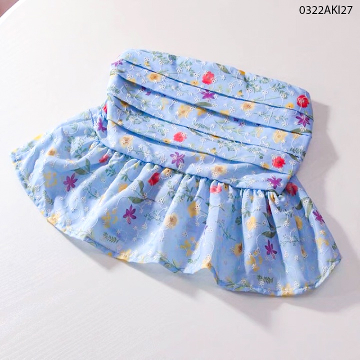 Áo ống xòe nhún xếp li gợi cảm hoa nhí THOCA HOUSE cúp ngực cực xinh phối đồ mùa hè