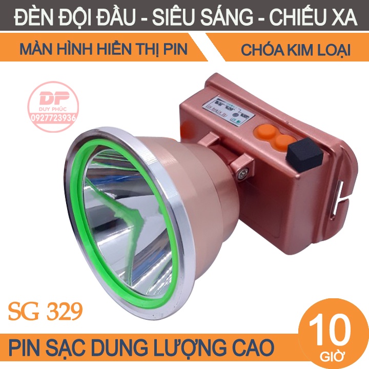 ĐÈN PIN ĐỘI ĐẦU LED SIÊU SÁNG SG329  - KÍN NƯỚC - PIN SẠC DUNG LƯỢNG CAO