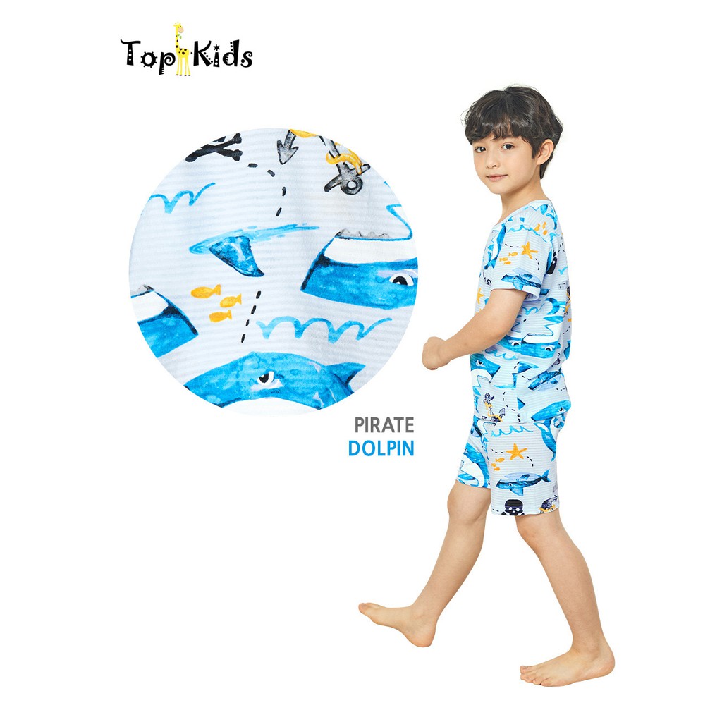 Bộ đồ COTTON cao cấp, bé trai, CÁ HEO- Unifriend Hàn Quốc -bộ cộc tay mùa hè, từ 10- 50kg, Topkid_vietnam