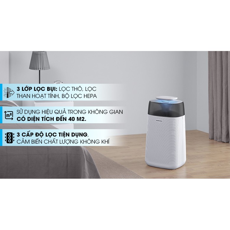 Máy Lọc Không Khí Samsung AX32BG3100GBSV, Phòng 40M2/41M2 Model 2022, Kháng Khuẩn, Lọc Bụi Siêu Mịn, Điều Khiển Smart