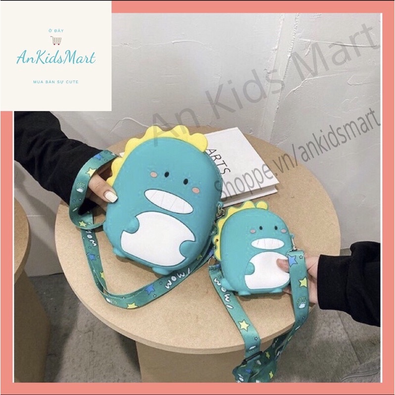 Túi đeo chéo mini cho bé hình Khủng Long silicon dễ thương