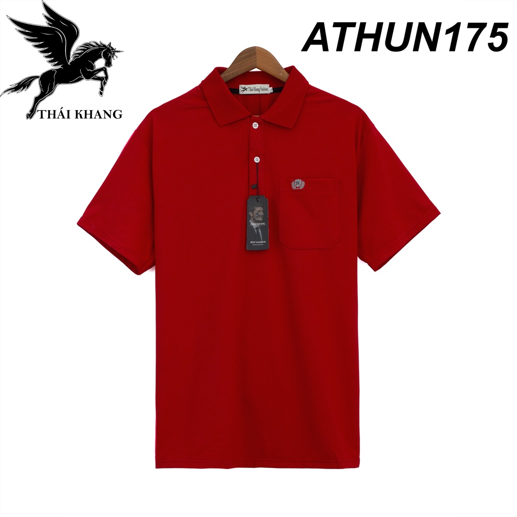 Áo thun POLO nam có cổ THÁI KHANG vải xịn cotton mềm mịn mát có túi form rộng trung niên ATHUN17