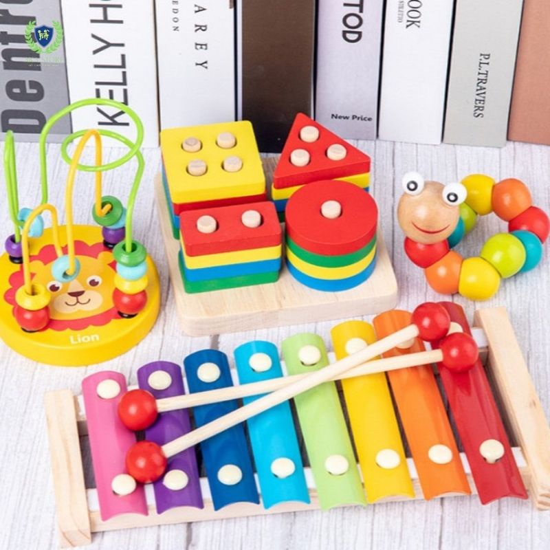 [HÀNG ĐẸP] Đồ chơi gỗ thông minh cho bé, COMBO đồ chơi gỗ montessori 4 - 6 món phát triển trí tuệ, AKA Store