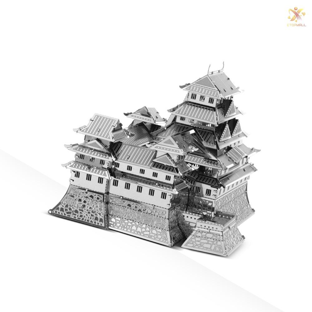 E&T 3D Puzzles Himeji Castle Silver 3D Metal Model Kit DIY Gift Model Building Educational Toys Worl