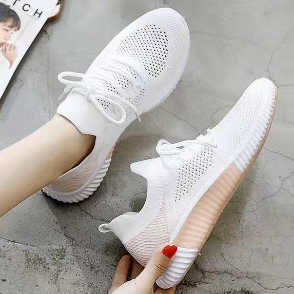 Giày Thể Thao Đế Bằng Phối Lưới Thoáng Khí Thiết Kế Mới Năng Động Thời Trang