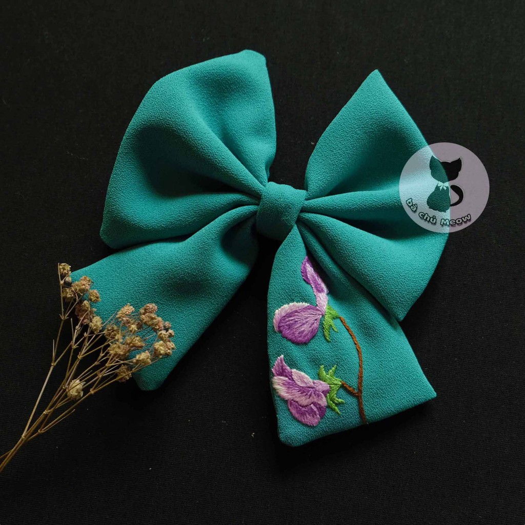 Đồ Cột Tóc Hoa - Dây Cột Tóc Thêu Tay - Scrunchies Thắt Nơ