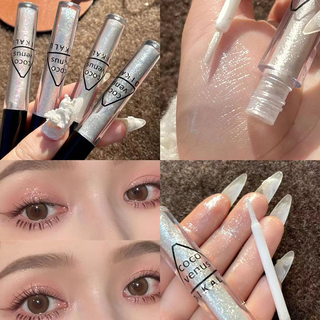 Liquid eyeshadow, long-wearing, smudge-proof, eyeshadow with sequins. liquid eyeshadow makeup