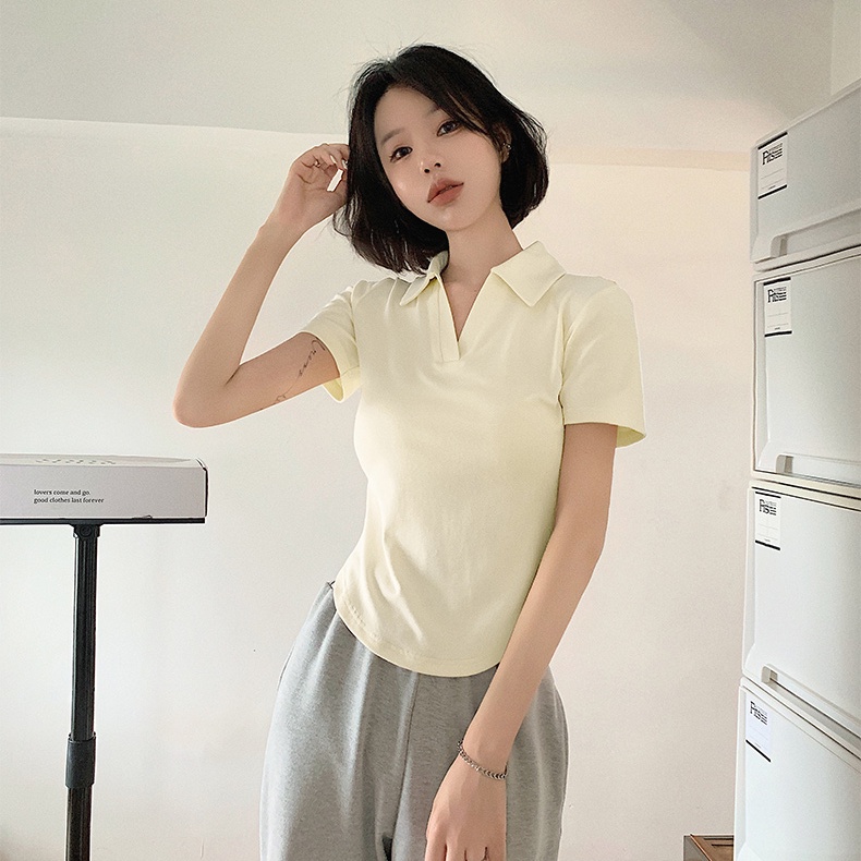 Áo Thun Cổ Polo Lệch Vai Thời Trang Mùa Hè Dành Cho Nữ