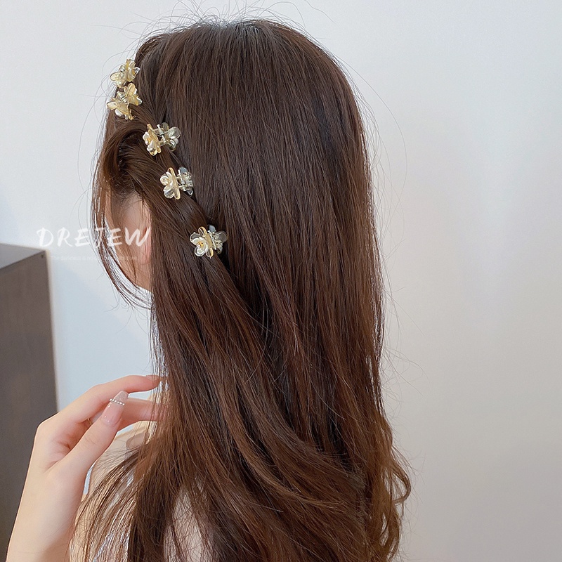 DREJEW Kẹp tóc đính đá kim cương hình hoa nhỏ xinh xắn dễ phối đồ cho nữ