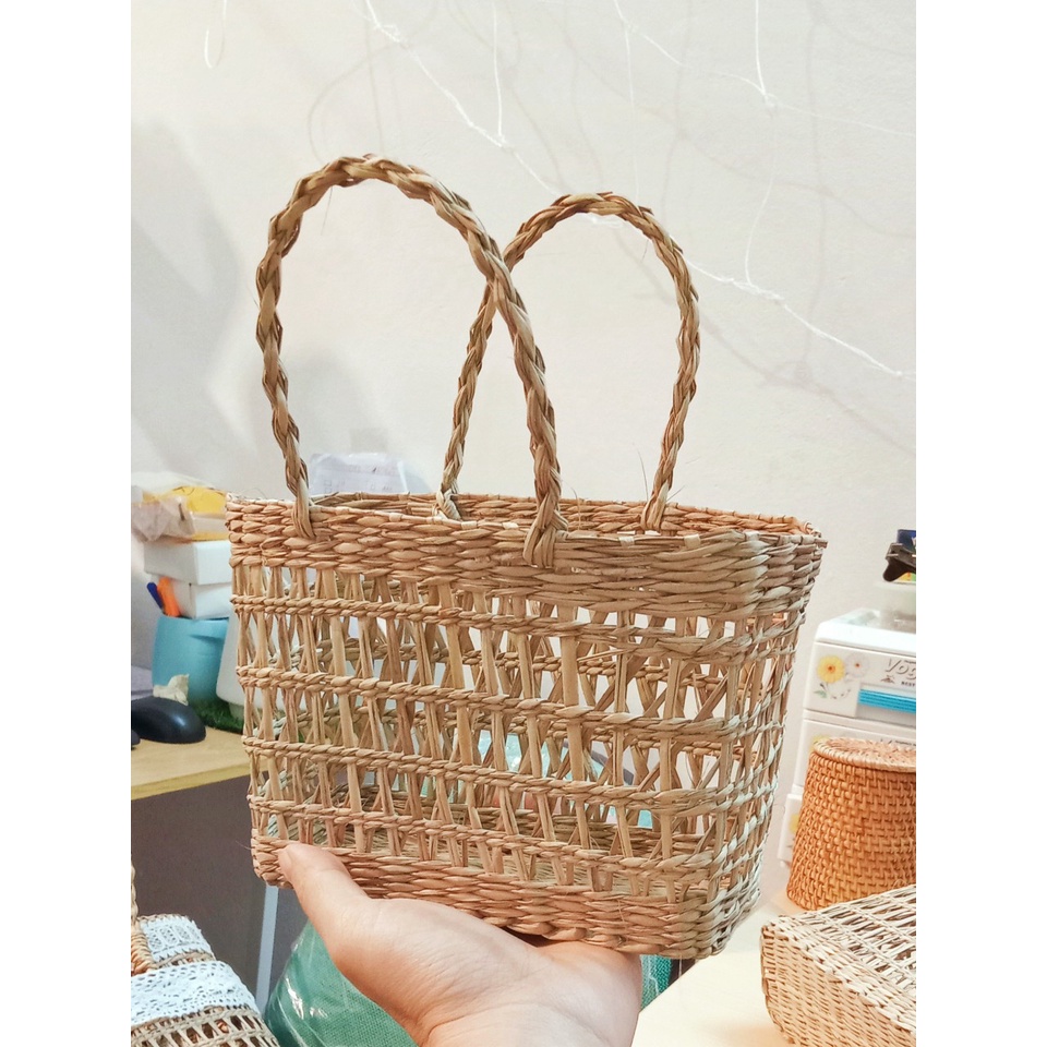 Túi Cói/giỏ cói VINTAGE Phụ Kiện CHỤP ẢNH, Đi Du Lịch, ĐI BIỂN, giỏ cắm Hoa