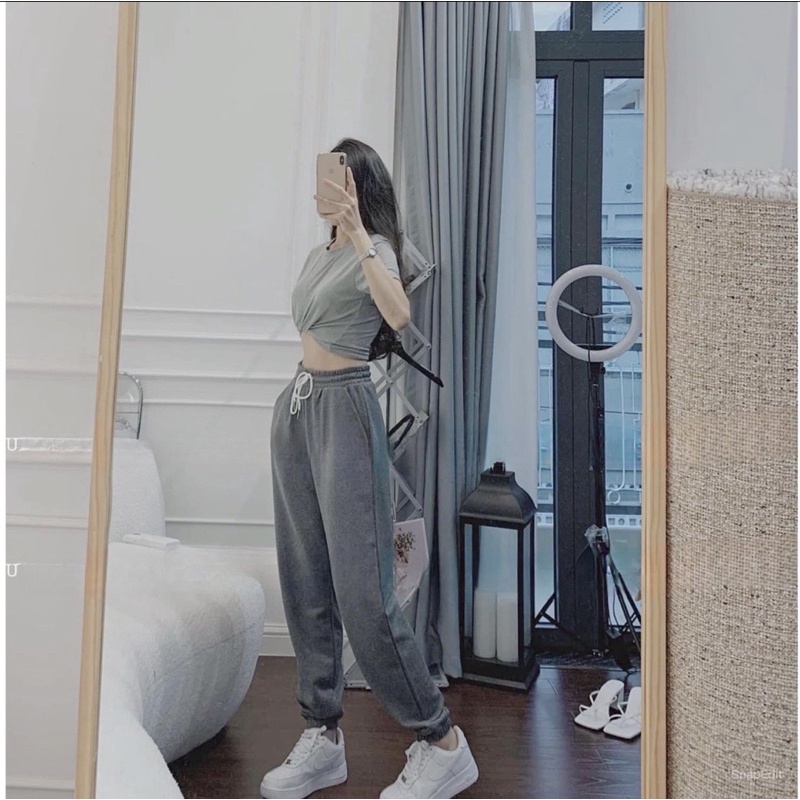 Quần Jogger nữ Uni chất thun nỉ da cá vnxk