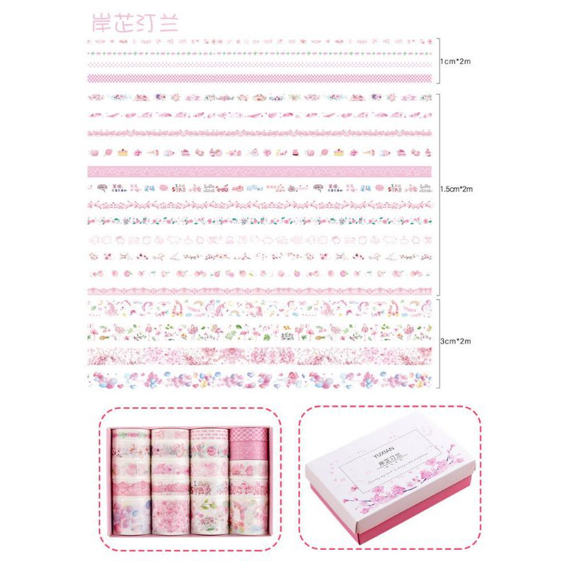 Y20 Set 20 cuộn băng dính washi tape trang trí