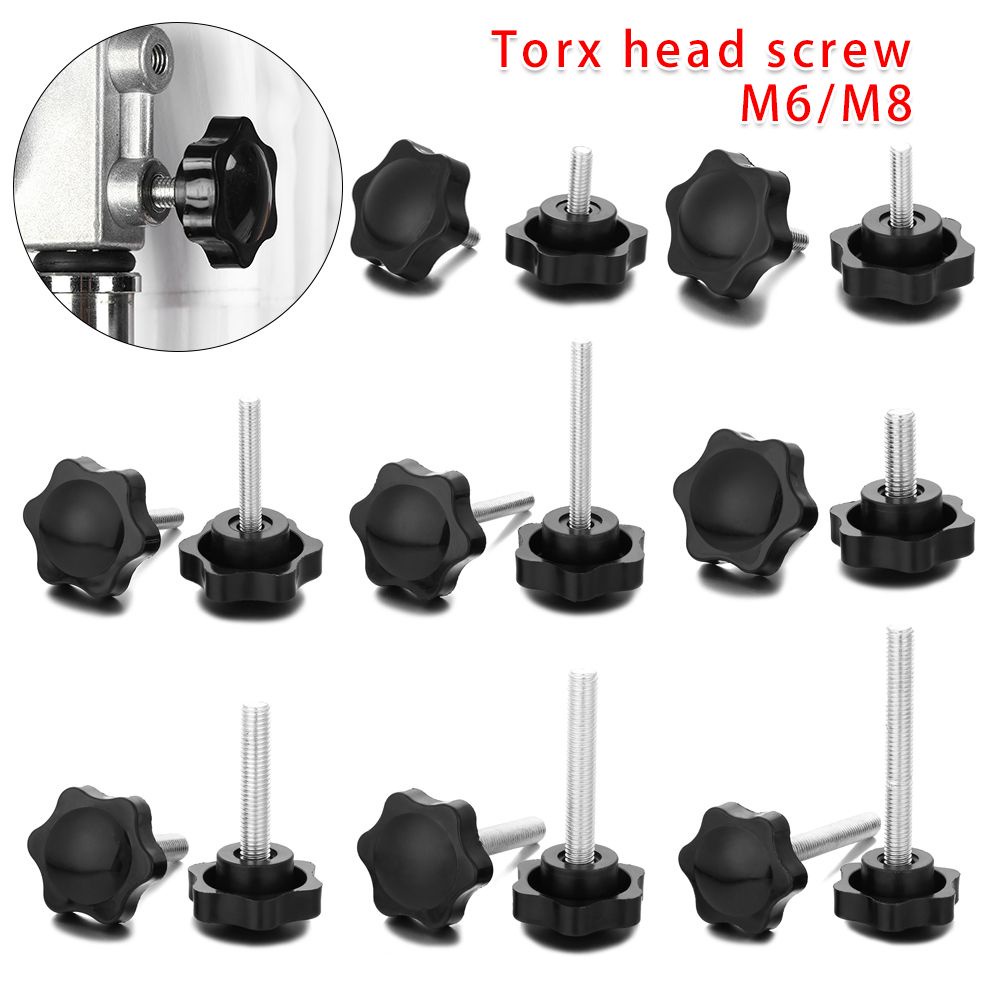 KUNHEV Set 4 núm vặn tay cầm kiểu M6 M8 bằng thép carbon màu đen hình ngôi sao