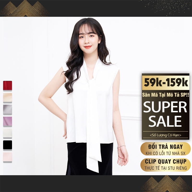 Áo nữ kiểu jisilk công sở nữ tay ngắn trẻ trung lụa cao cấp trắng đỏ ghi xám Jula L.AK0-01