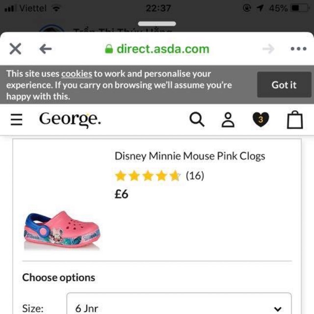 Dép bé gái george size 24