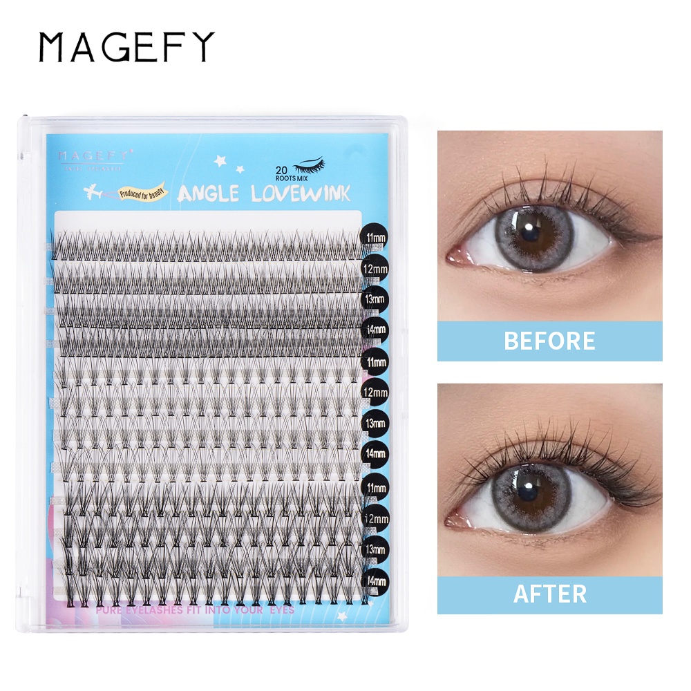 [Hàng mới về] Bộ lông mi giả MAGEFY 11-14mm màu đen 324 sợi tổng hợp kiểu dáng cong chữ c