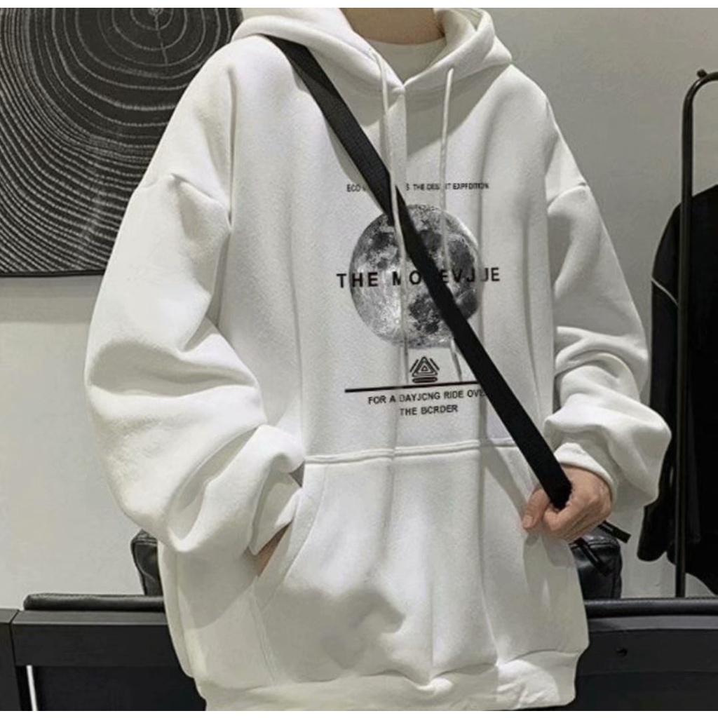 Áo hoodie dáng rộng trang trí chữ phong cách Nhật Bản thời trang mùa đông cho nam và nữ size M-5XL