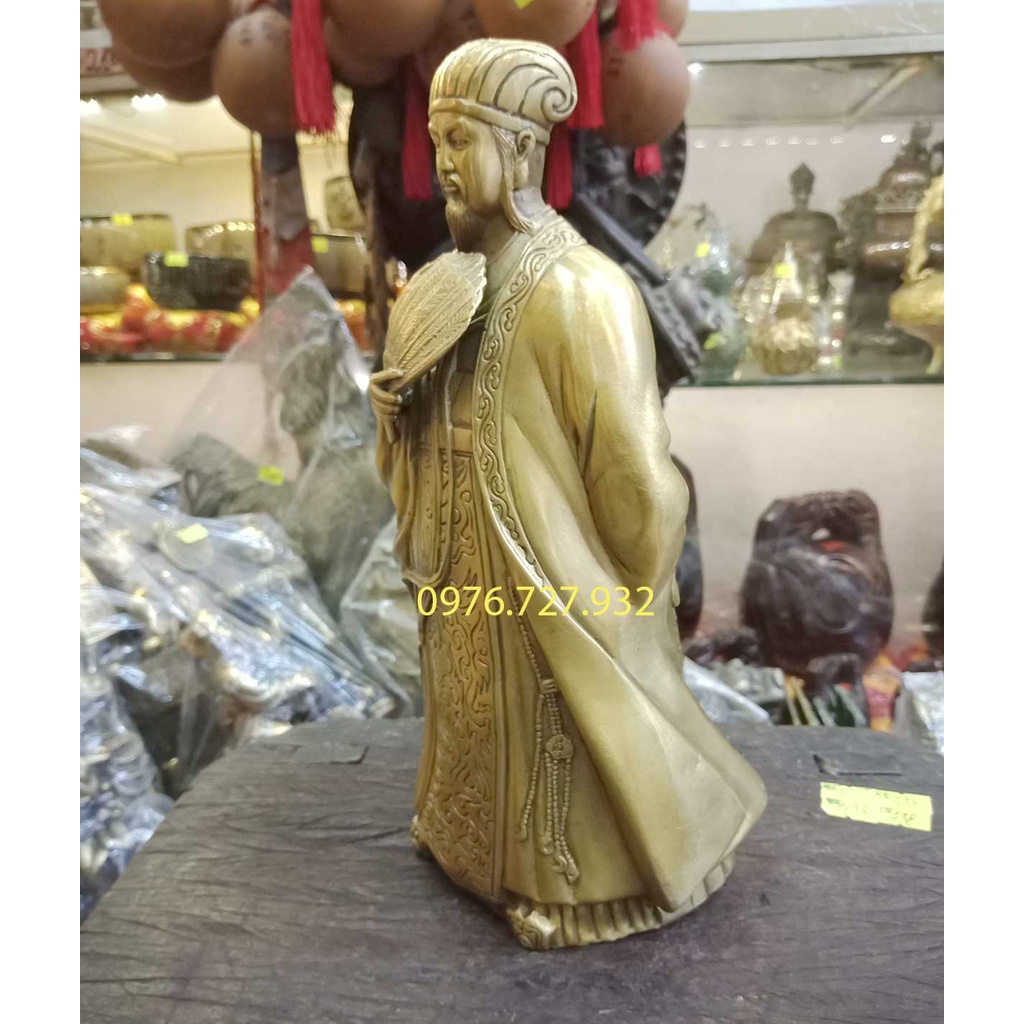 Tượng khổng minh bằng đồng cao 25cm, tượng khổng minh phong thủy