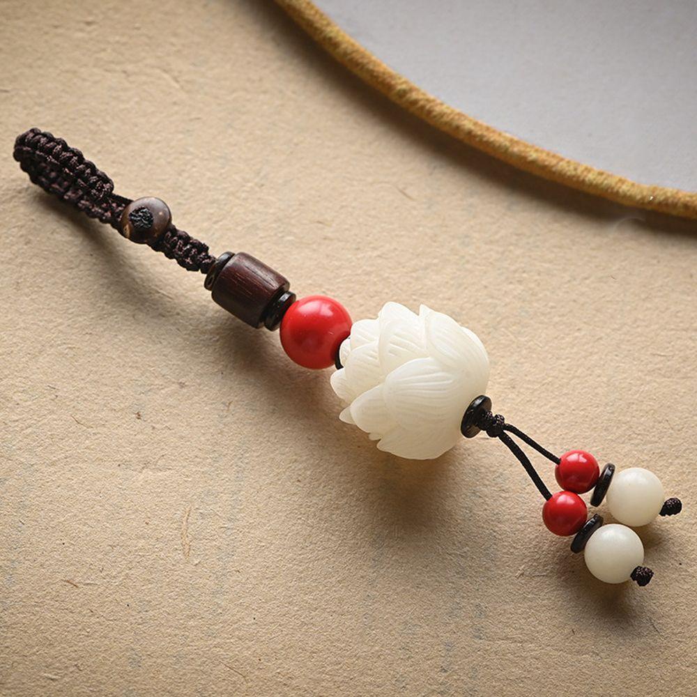 LANFY Móc Chìa Khóa / Điện Thoại Bằng Gỗ Chạm Khắc Hoa Văn Phong Cách Retro