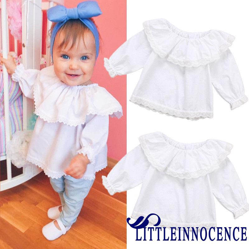 ❤XZQ-New Hot Fashion Newborn Baby Girls Princess Lace Collar Long Sleeve Top T-shirt