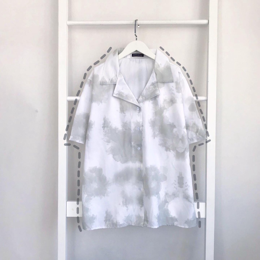 Áo sơ mi loang màu tay lửng chất lụa mát unisex nam nữ tie dye cryaotic10