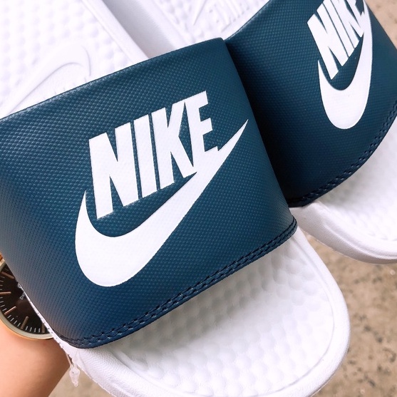Dép unisex 𝐍𝐈𝐊𝐄 ❤️FREESHIP + Hộp❤️ dép quai ngang thể thao nam nữ mk in 𝐍𝐈𝐊𝐄-𝐁𝐚𝐧𝐚𝐬𝐬𝐢,trắng-quai-xanh