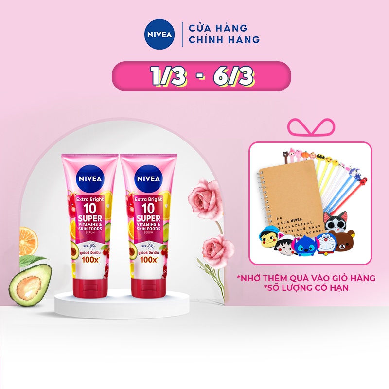 Bộ đôi Serum dưỡng thể NIVEA 10 Super Vitamins không bếch dính 180ml - 93767