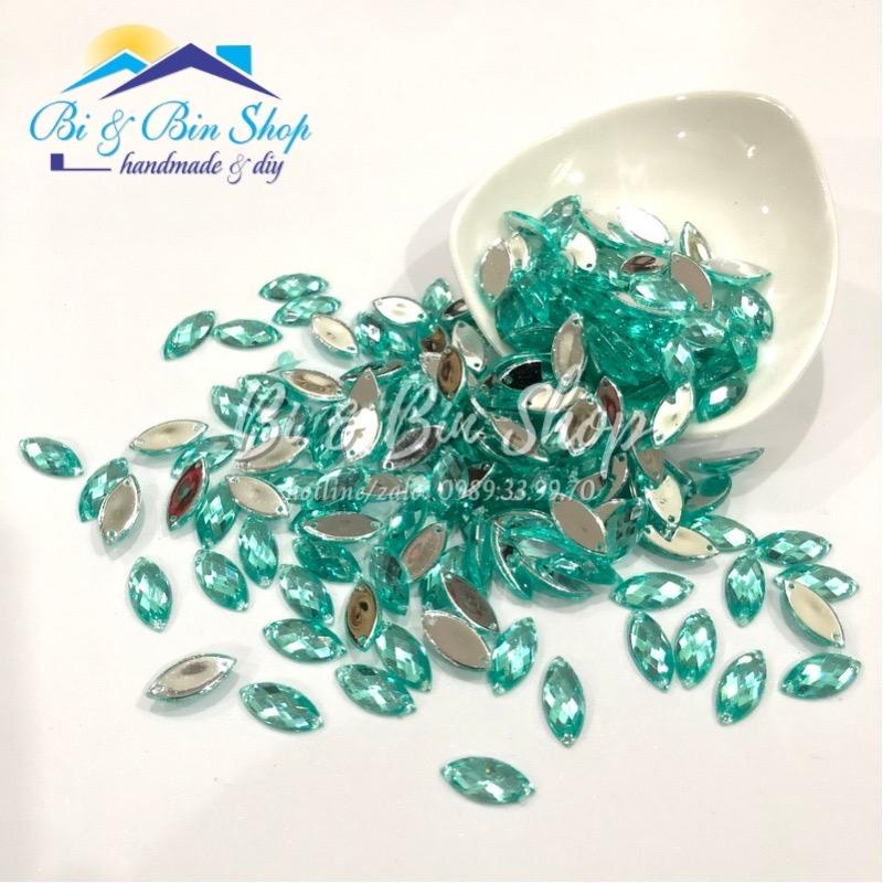 210 Viên Đá Kết Lá Me 6x12mm Đính Kết Trang Phục Làm Phụ Kiện Thời Trang